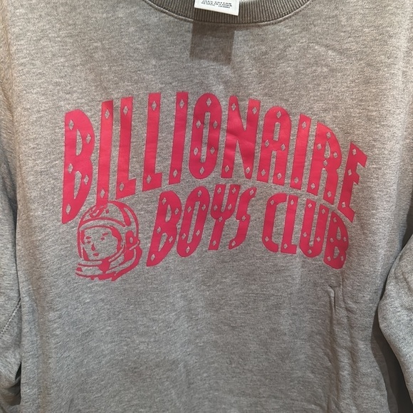 Billionaire Boys Club Arch Logo Crewneck Sweatshirt Heather Grey & Raspberry - Picture 4 of 7